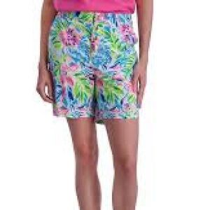 Stella Barker Flat Front Bermuda Style Tropical Casual Vacation Gold Size Medium